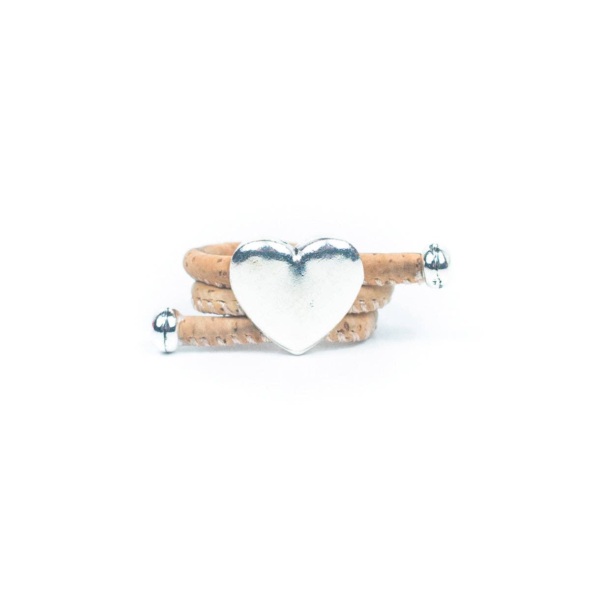 Meninas Bonitas Cork - Wholesale Cocktail/Statement Ring - Natural Cork and Heart Fittings Handmade Ring RW-034-MIX-101
