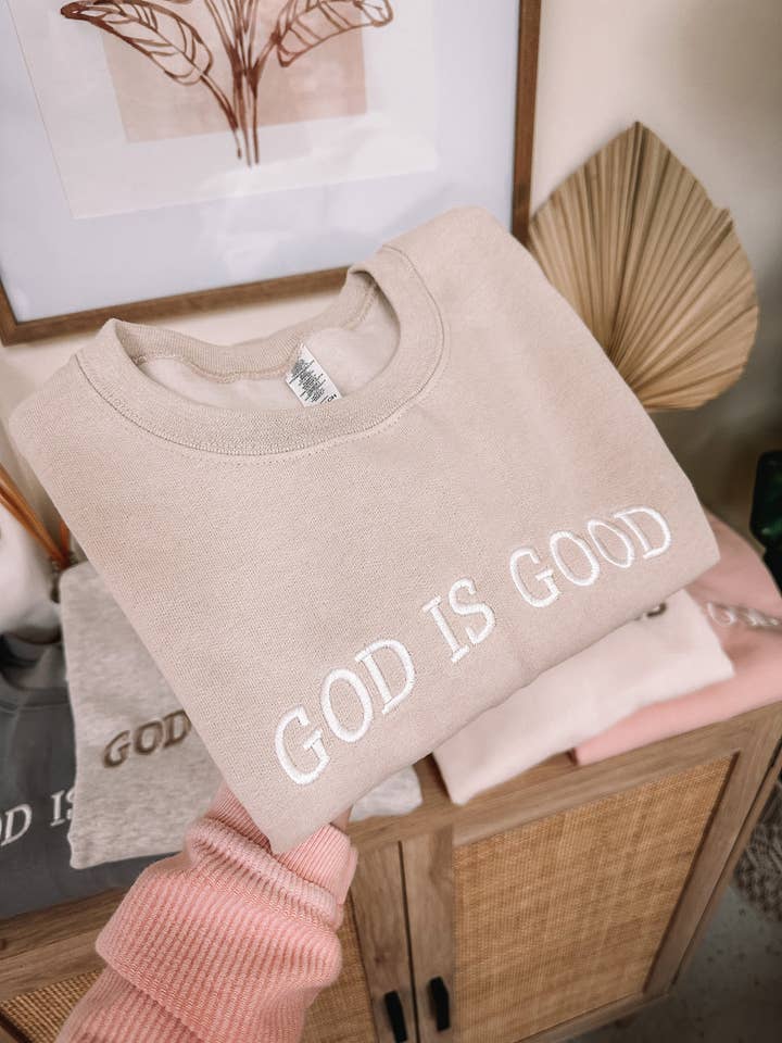 Honey Soul LLC - Wholesale Sweatshirt - Women's - Embroidered GOD IS GOOD Sweatshirt