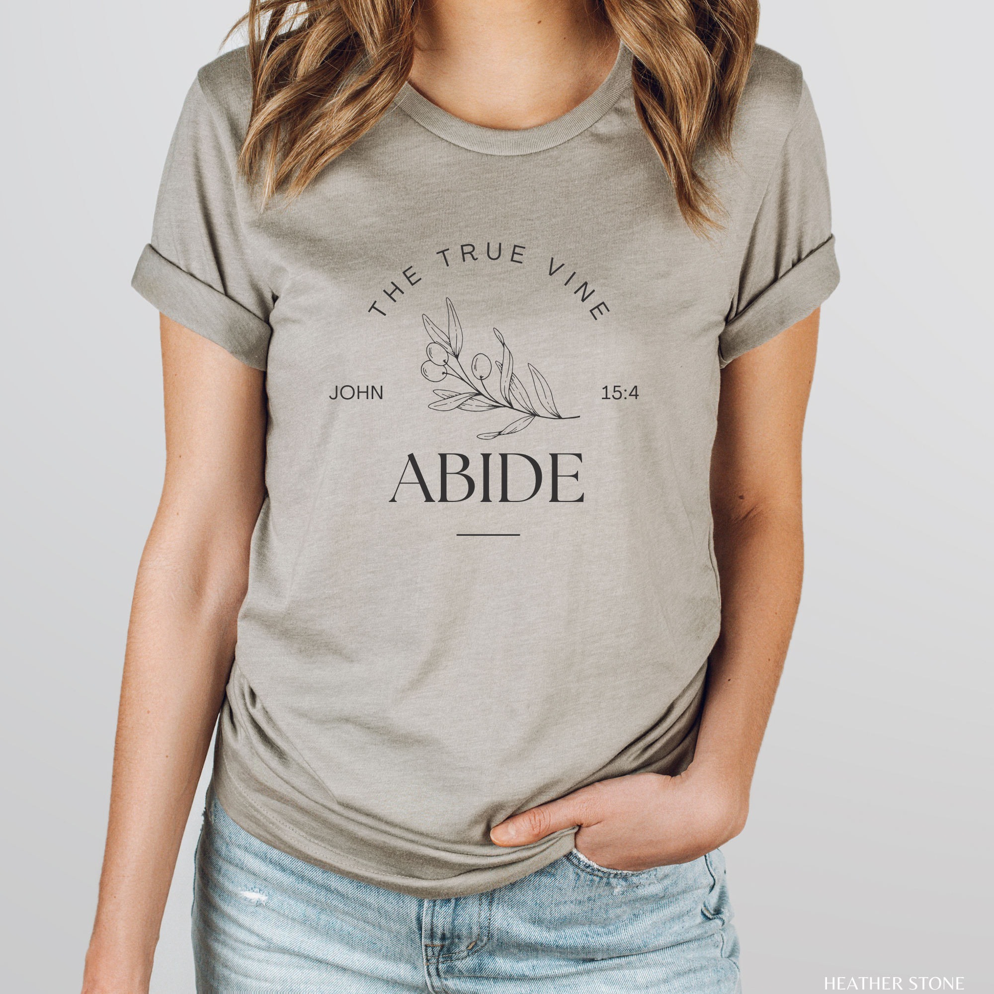 Faith & Life Christian Brands - Wholesale Screen Printed T-Shirt - Women's - Abide Olive Branch Vine Women's Christian Graphic T-Shirt16