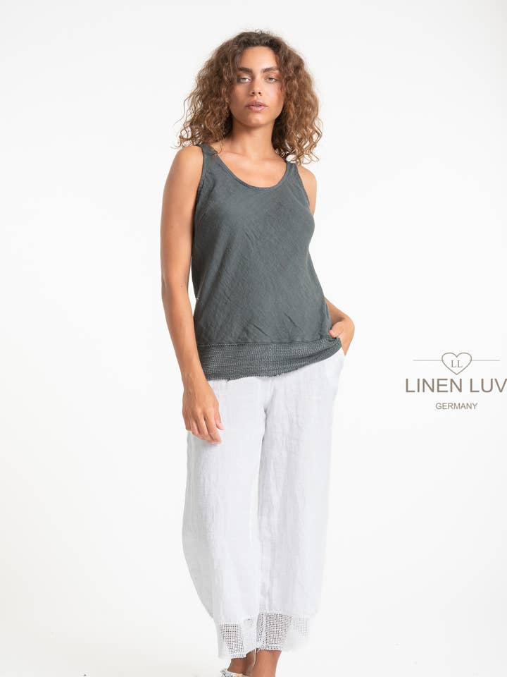 SS25 - Haut en lin français Linen Luv (TP1525-201) pour la vente par LINEN LUV
