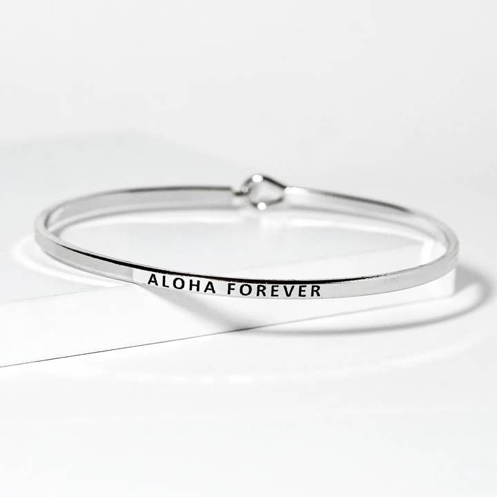 Wild Honey - Wholesale Bangle Bracelet - Aloha Forever Engraved Inspirational Bangle Bracelet