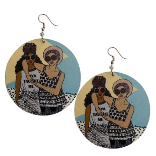 Zussen Maya Leerden Mij Statement Houten Oorbellen voor wholesale door Kerena Nicole
