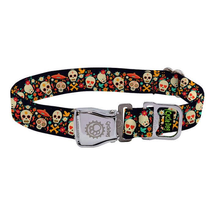 Ecoweave Sugar Skulls Dog Collar for wholesale by Cycle Dog