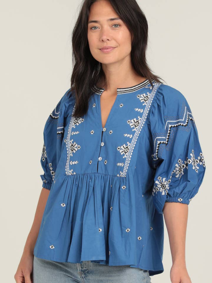 C4J28-EMB EMBROIDERED BLOUSE for wholesale by Nostalgia