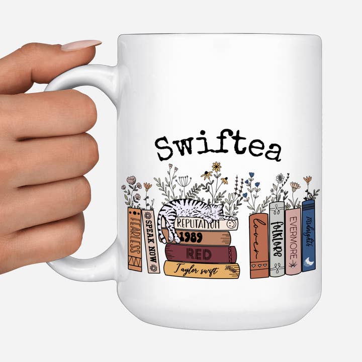 SwifTEA Bookish TS Ceramic Mug - 15oz - Dishwasher Safe for wholesale by The Geek Boutique
