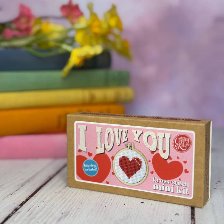 The Crafty Kit Company - Wholesale Embroidery/Cross Stitch Supplies - I Love You Mini Matchbox Cross Stitch Kit3