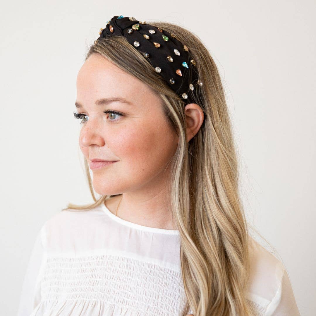 Headbands of Hope | One Purchased One Donated - Wholesale Fashion Headband - Women's - Traditional Top Knot Headband - Black Gem | Gift for her2