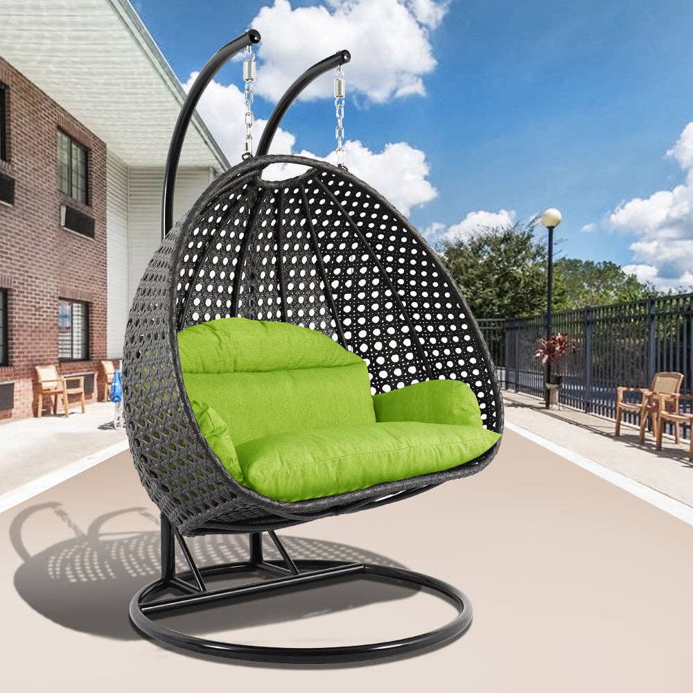 LeisureMod - Wholesale Egg Chair - Modern Charcoal Wicker Hanging Double Seater Egg Swing Chair70