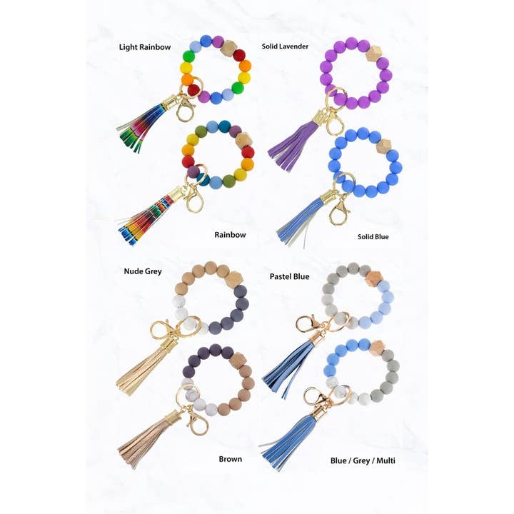 Suzie Q USA - Wholesale Keychain - Women's - Color Silicone Beaded Key Ring Keychain