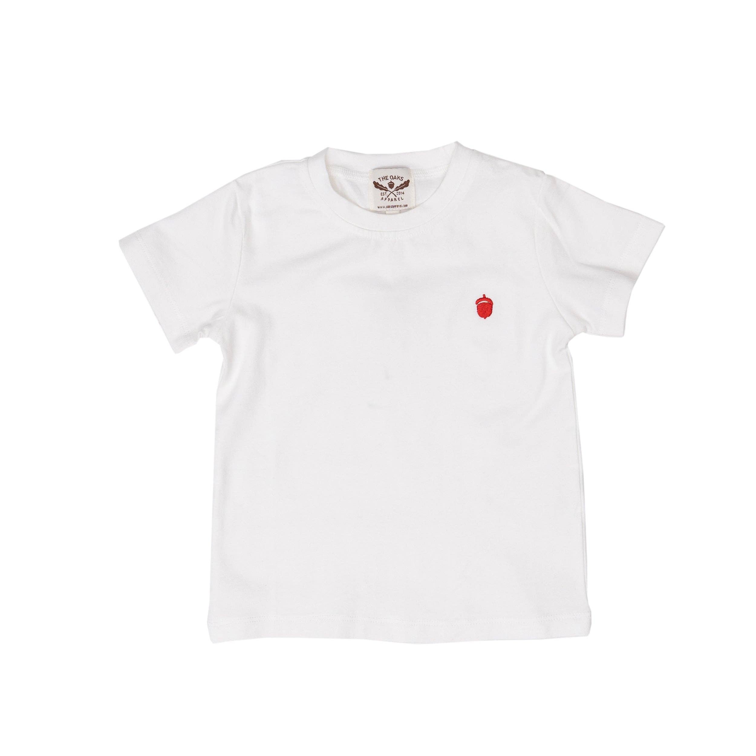 The Oaks Apparel Company - Wholesale T-Shirt - Kids - Oaks White with Red Acorn Signature Kid's Tee0