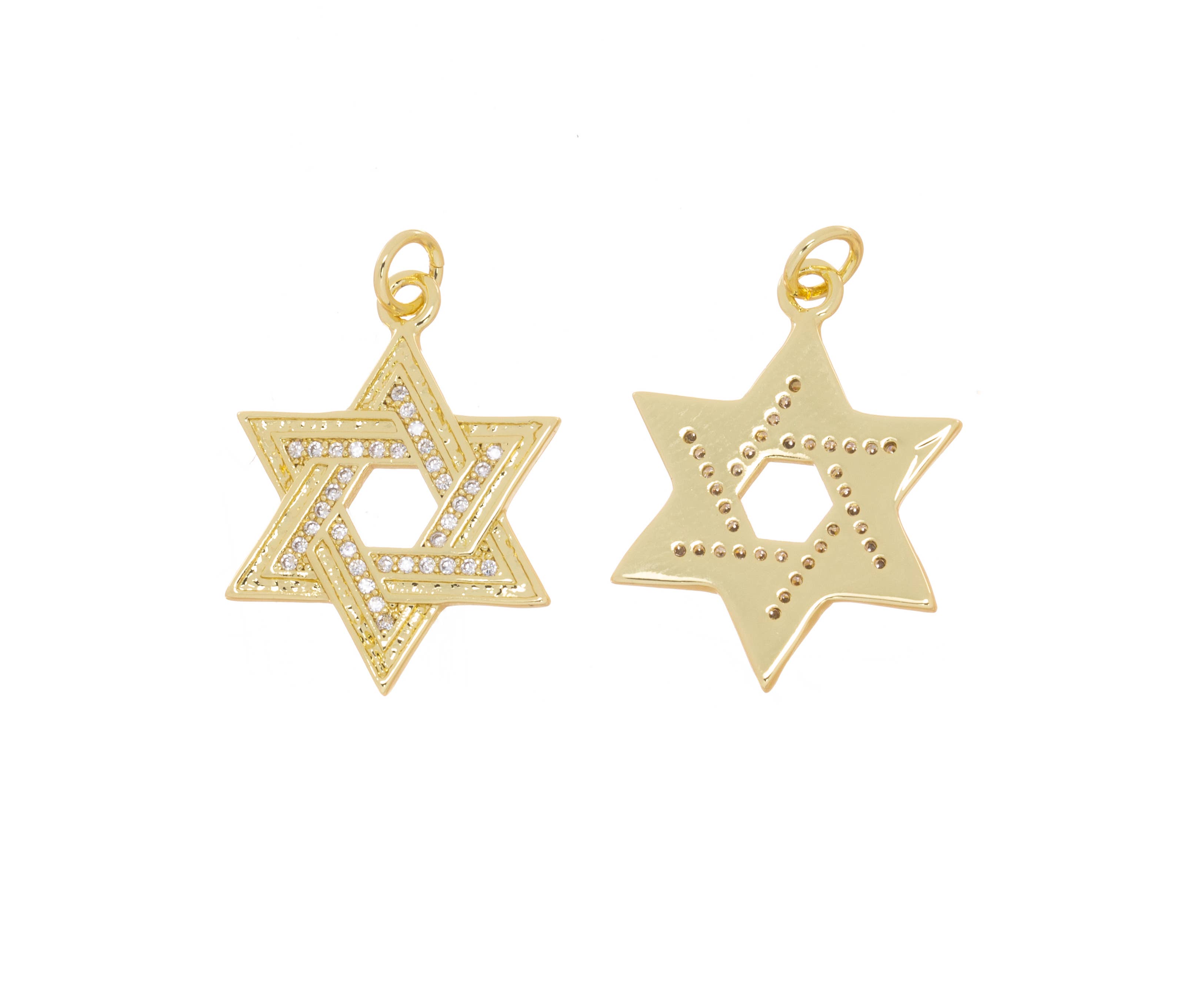 Jewel Pledge - Wholesale Individual Charm/Pendant - Gold Or Silver CZ Star of David Charm CPG-CPS28135