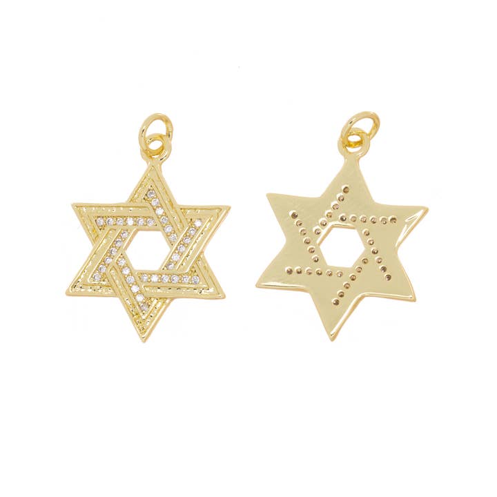 Jewel Pledge - Wholesale Individual Charm/Pendant - Gold Or Silver CZ Star of David Charm CPG-CPS28135