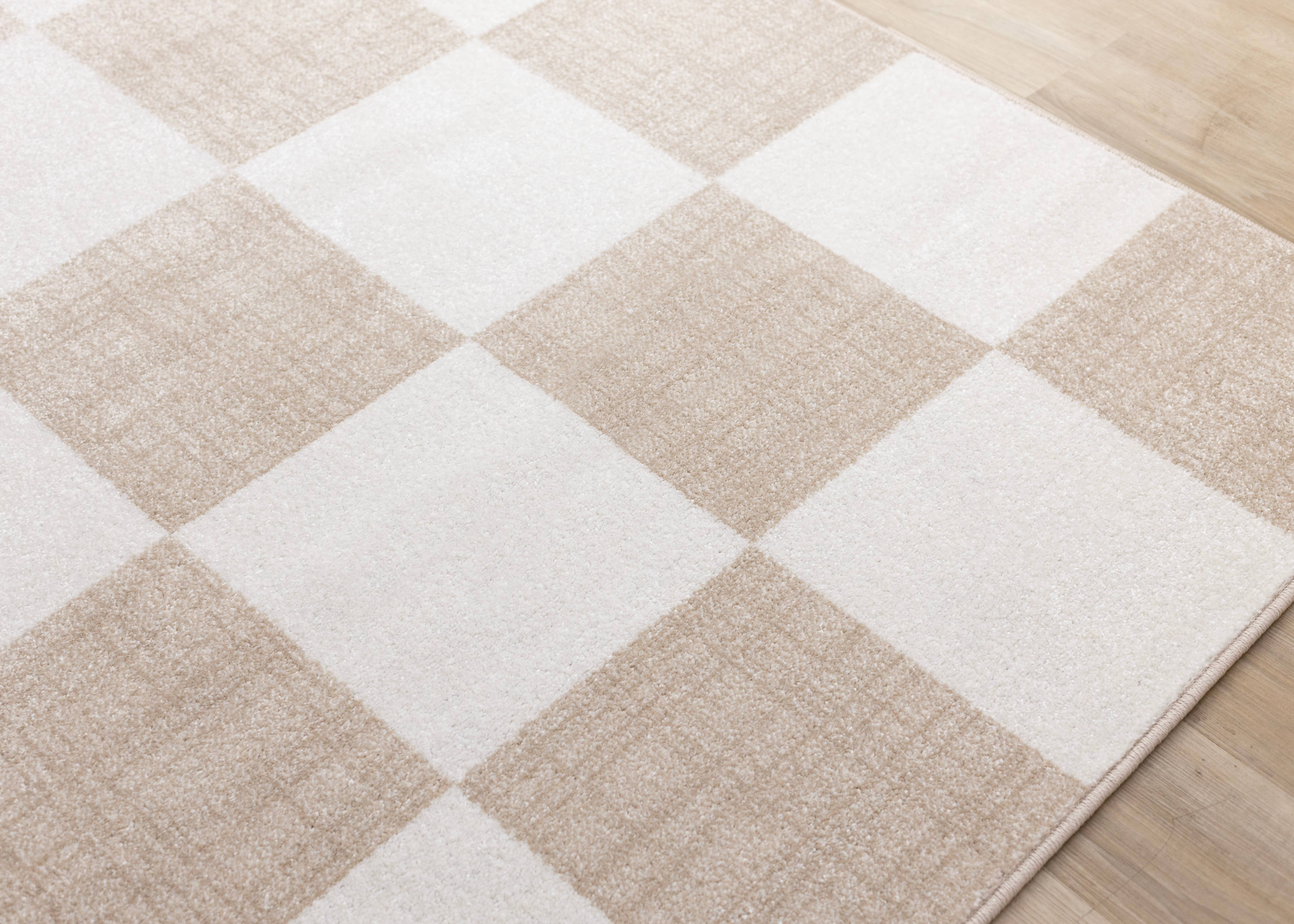 Century Cream Beige Checkerboard Pet-Friendly Area Rug for wholesale on Faire2