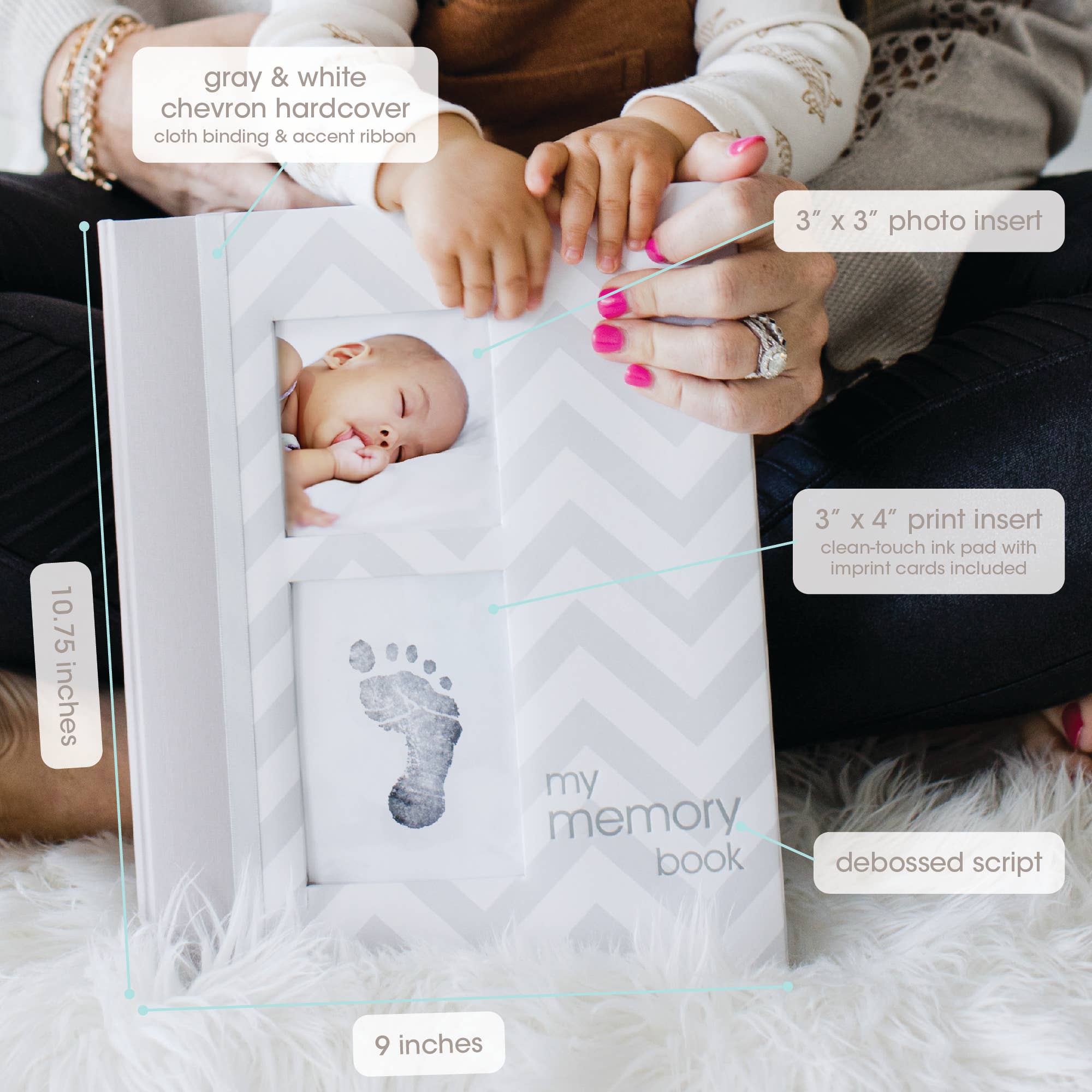 Pearhead - Wholesale Memory Book - Kids & Baby - Chevron Baby Book and Clean-Touch Ink Pad Kit12