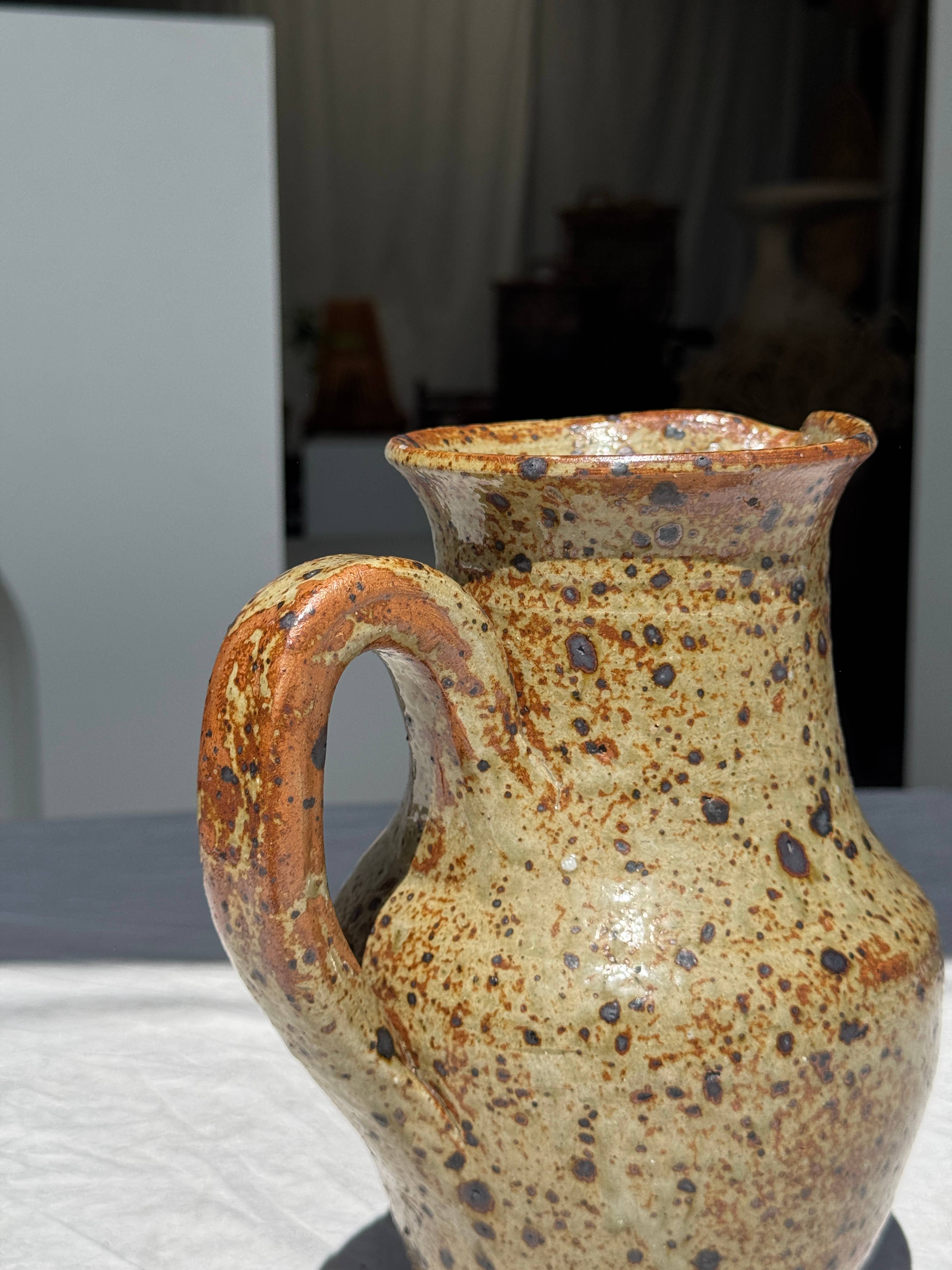 Office Objets - Wholesale Jug - Large speckled stoneware pitcher, YB brand underneath H247