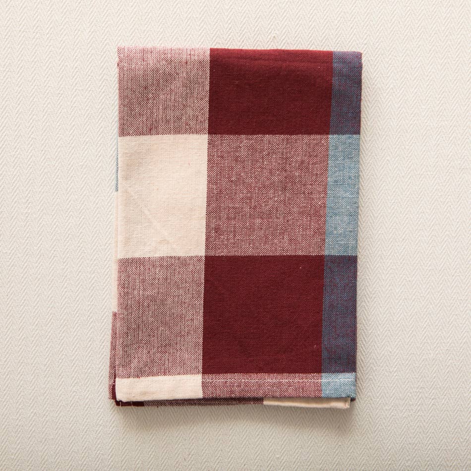 Mahe Homeware - Wholesale Dinner & cloth napkin - Check Woven Cotton Napkin Multicolor Blue Aubergine 45X45