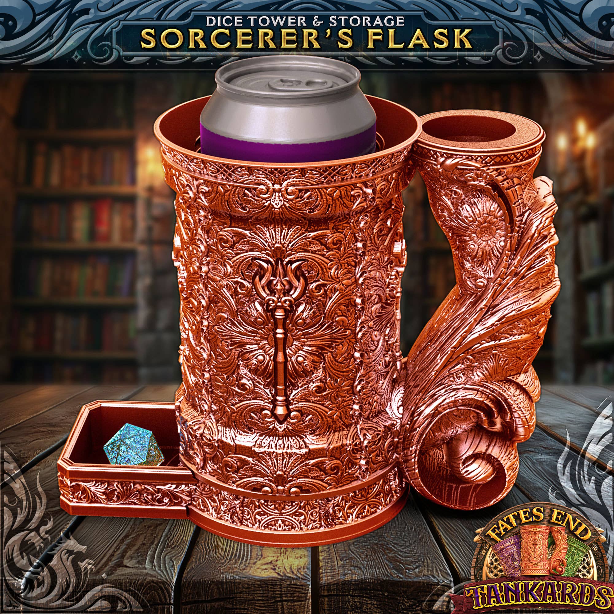Sorcerer 12oz Dice Tower Tankard | TTRPG, D&D, Daggerheart for wholesale by American Carver LLC