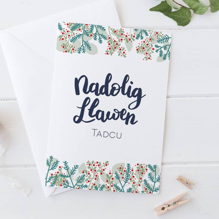 Christmas card 'Nadolig Llawen Tadcu' Grandad for wholesale by Draenog