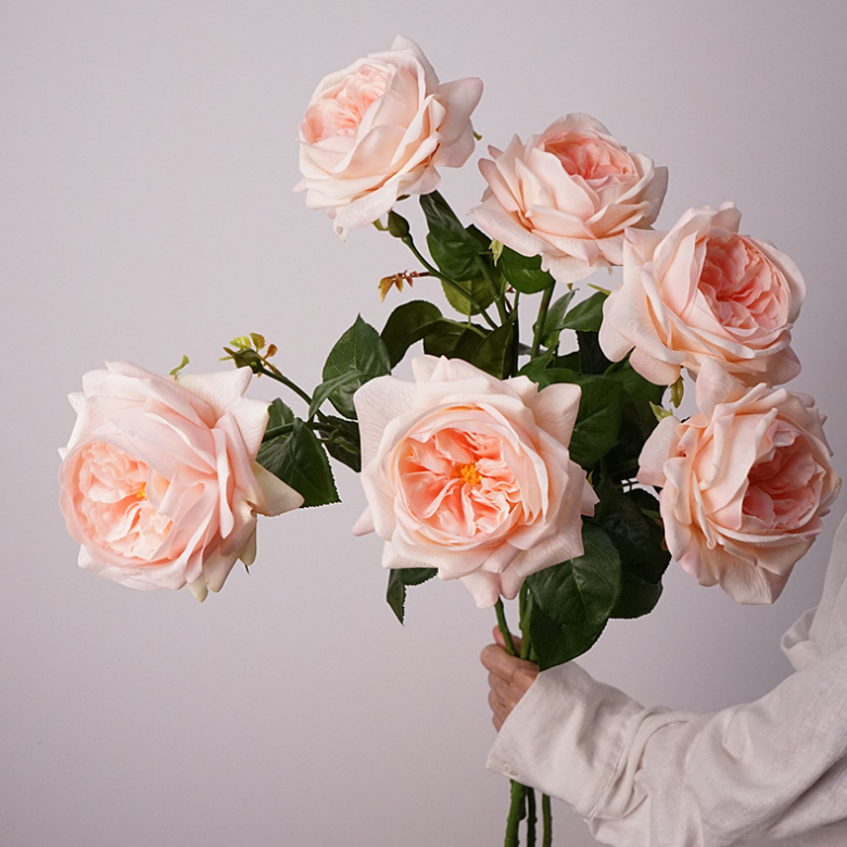 Sweet Home Deco - Wholesale Artificial Flowers - 26‘’T Real Touch Juliet Blooming Rose Spray, Spring Roses12