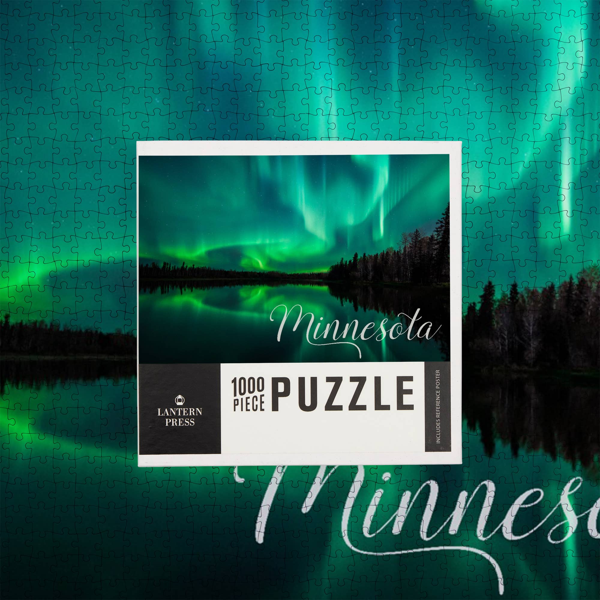 Lantern Press – wholesale Puzzle – Adult – 1000 PIECE PUZZLE Minnesota, Northern Lights over Lake6