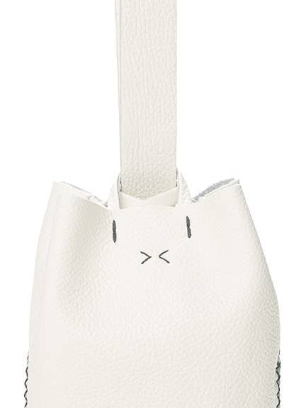 navigli bag | white upcycled leather with black thread for wholesale by VOLTA ATELIER