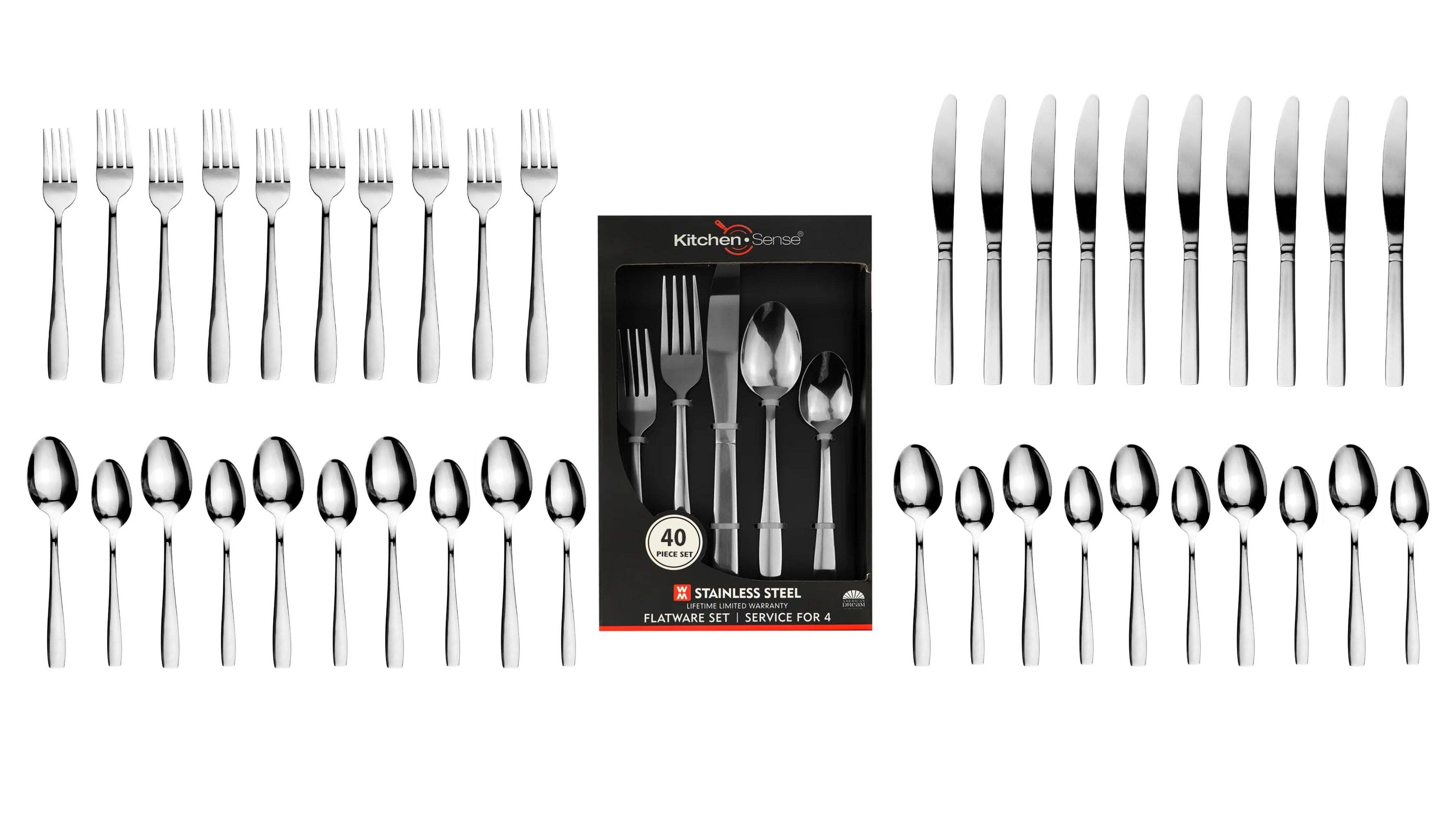 J&V TEXTILES - Wholesale Flatware Set - 40 Piece Stainless Steel Silverware Set for 820