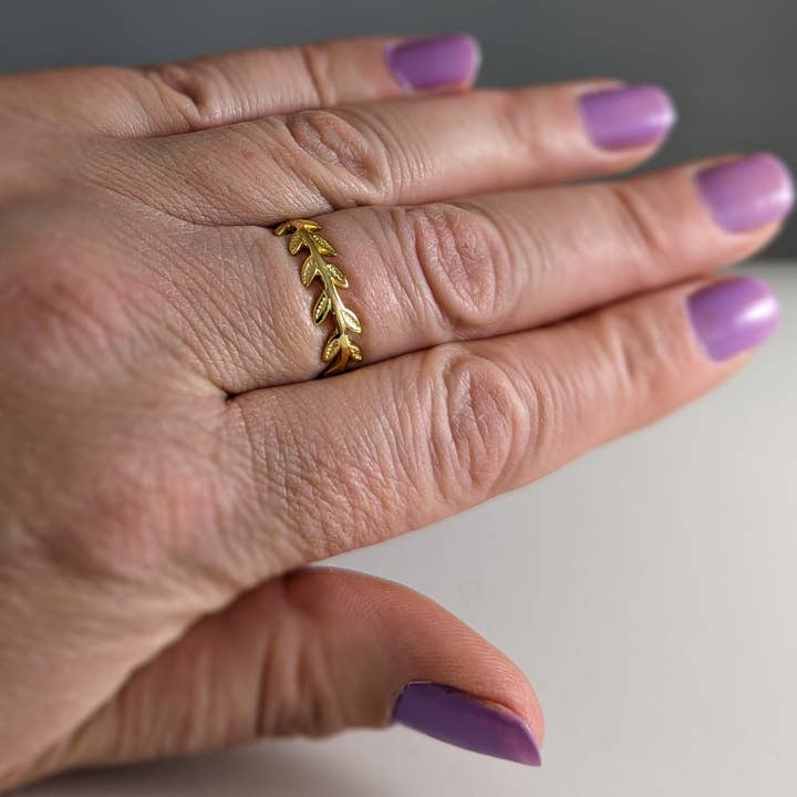Vine Wrap Ring in Gold Plated Sterling Silver for wholesale by The Green Gecko