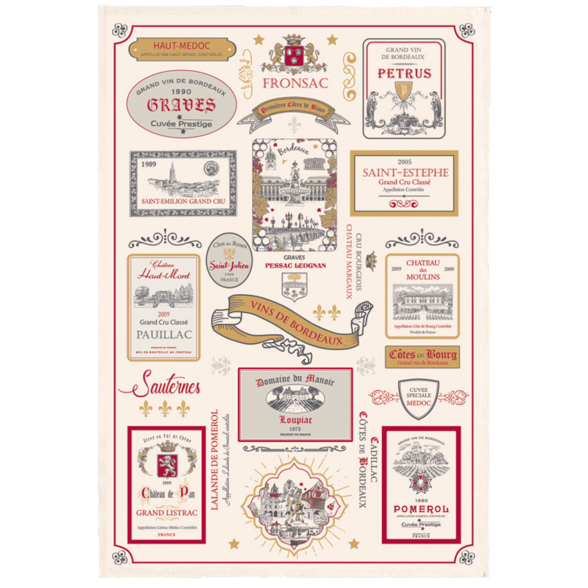 Clémentine Boutique – wholesale Tea towel – French Wine Labels Tea Towels2