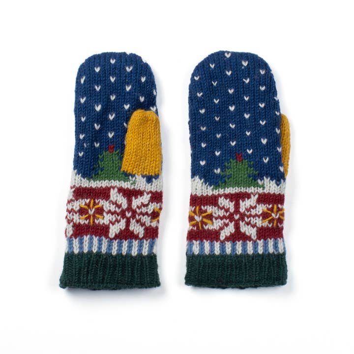 Lost Horizons Knitwear - Wholesale Mittens - Women's - Noel Holiday Wool Knit Mittens with Snowflake Pattern3