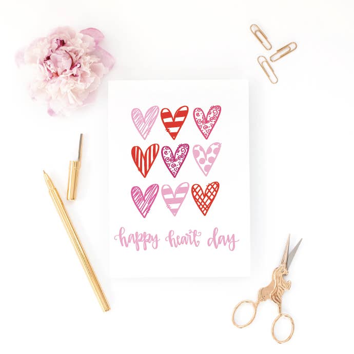Happy Heart Day Greeting Card for wholesale by The Redheaded Camel