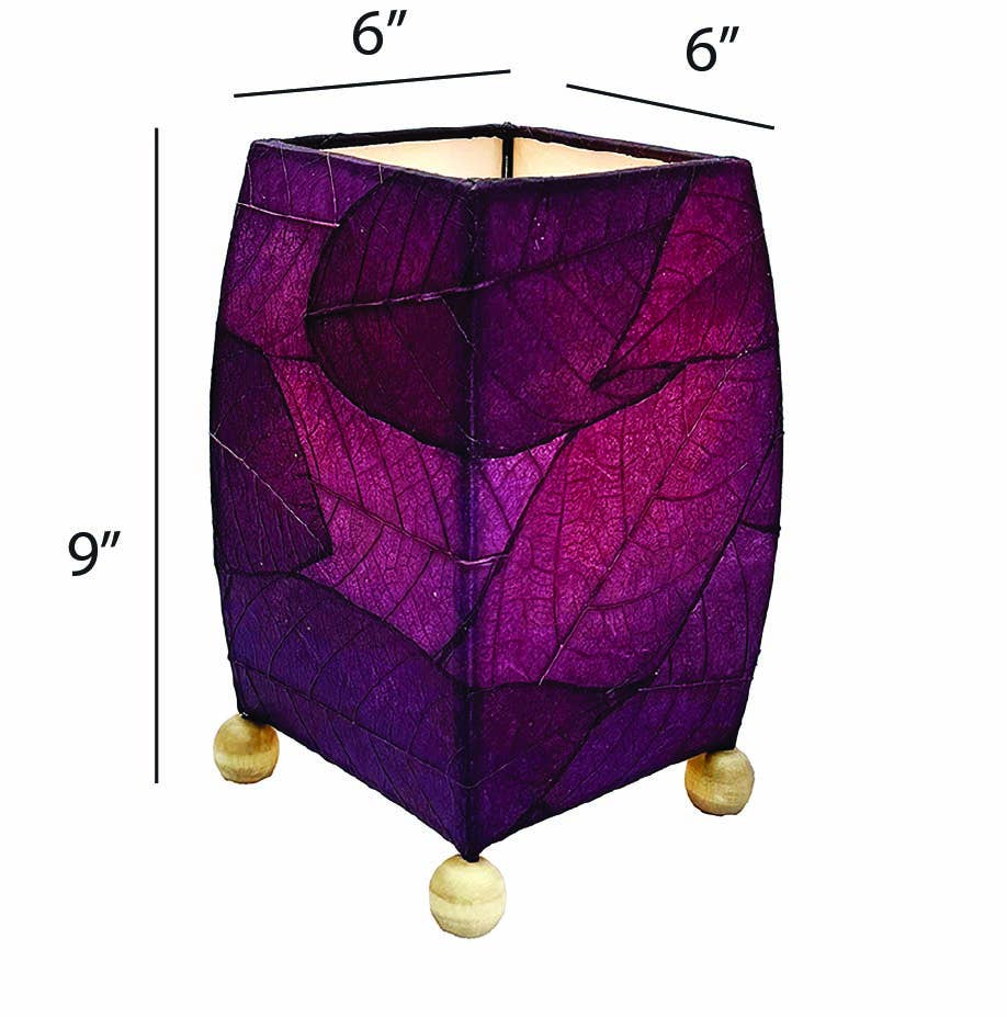 Eangee Home Design – wholesale Accent/desk lamp – Mini Square Cocoa Leaf Lamp Purple, Cocoa Leaves on Shade3