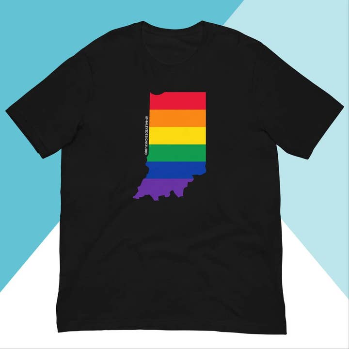 Indiana Pride Regnbåge HBTQIA+ Unisex T-shirt för wholesale av North Owl Apparel