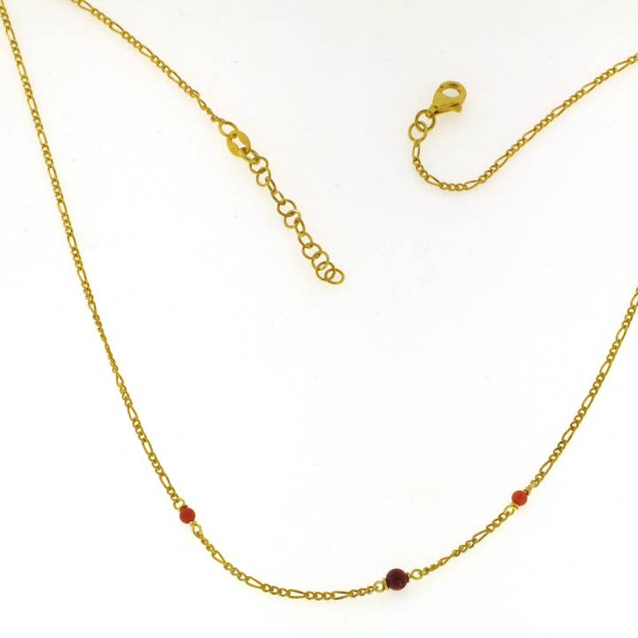 Yneda Jewels - Vendita all'ingrosso Collana con ciondolo/pendaglio - Collana in argento 925 con corallo rosso, pietra preziosa.4