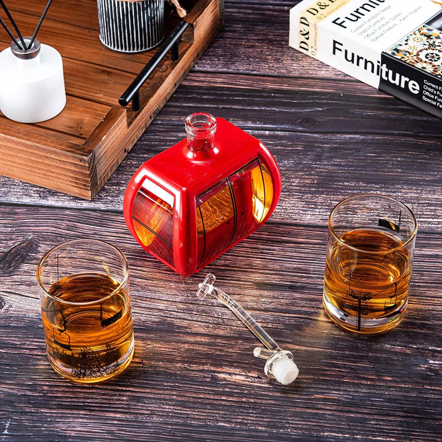 The Wine Savant /  Khen Glassware - Wholesale Karaf - Gondola wijn- en whiskykaraf - 34 oz en twee 10 oz4