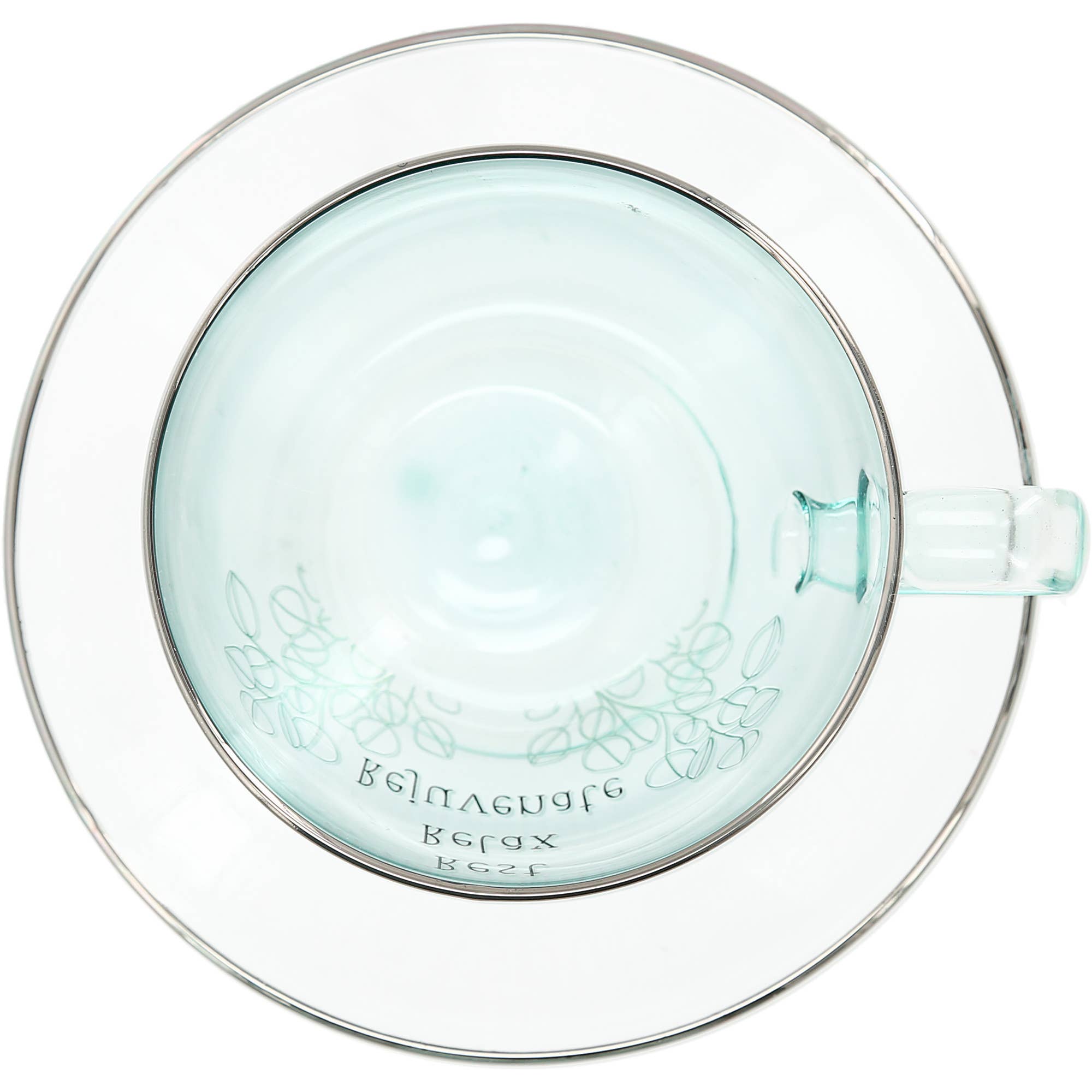 Pavilion - Wholesale Coffee/Tea Cup - Relax - 7 oz Glass Teacup and Saucer7