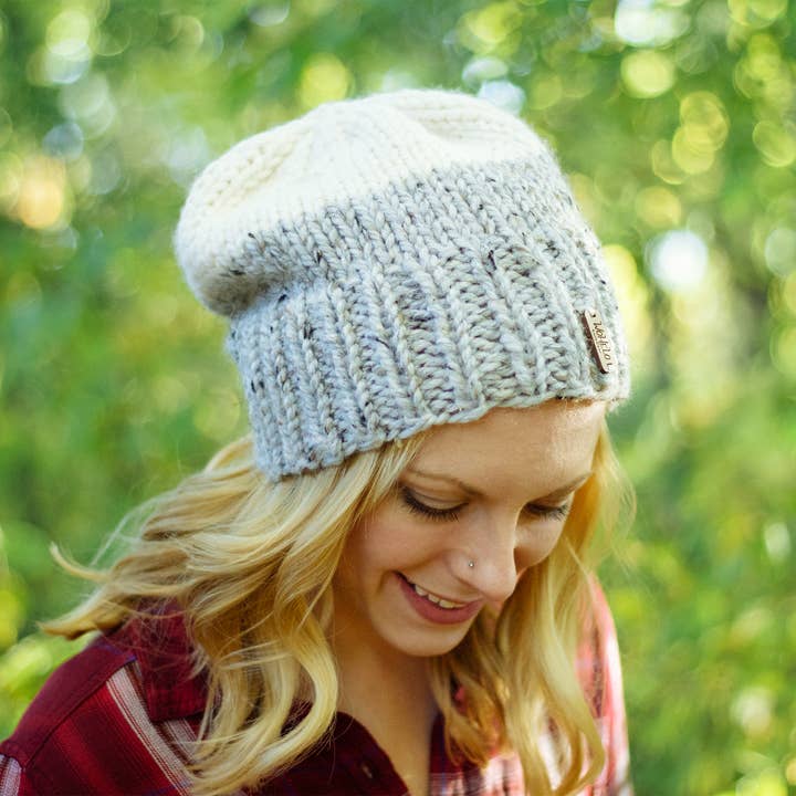 The Mika 2-Tone Beanie for wholesale by Wo-He-Lo Knitwear