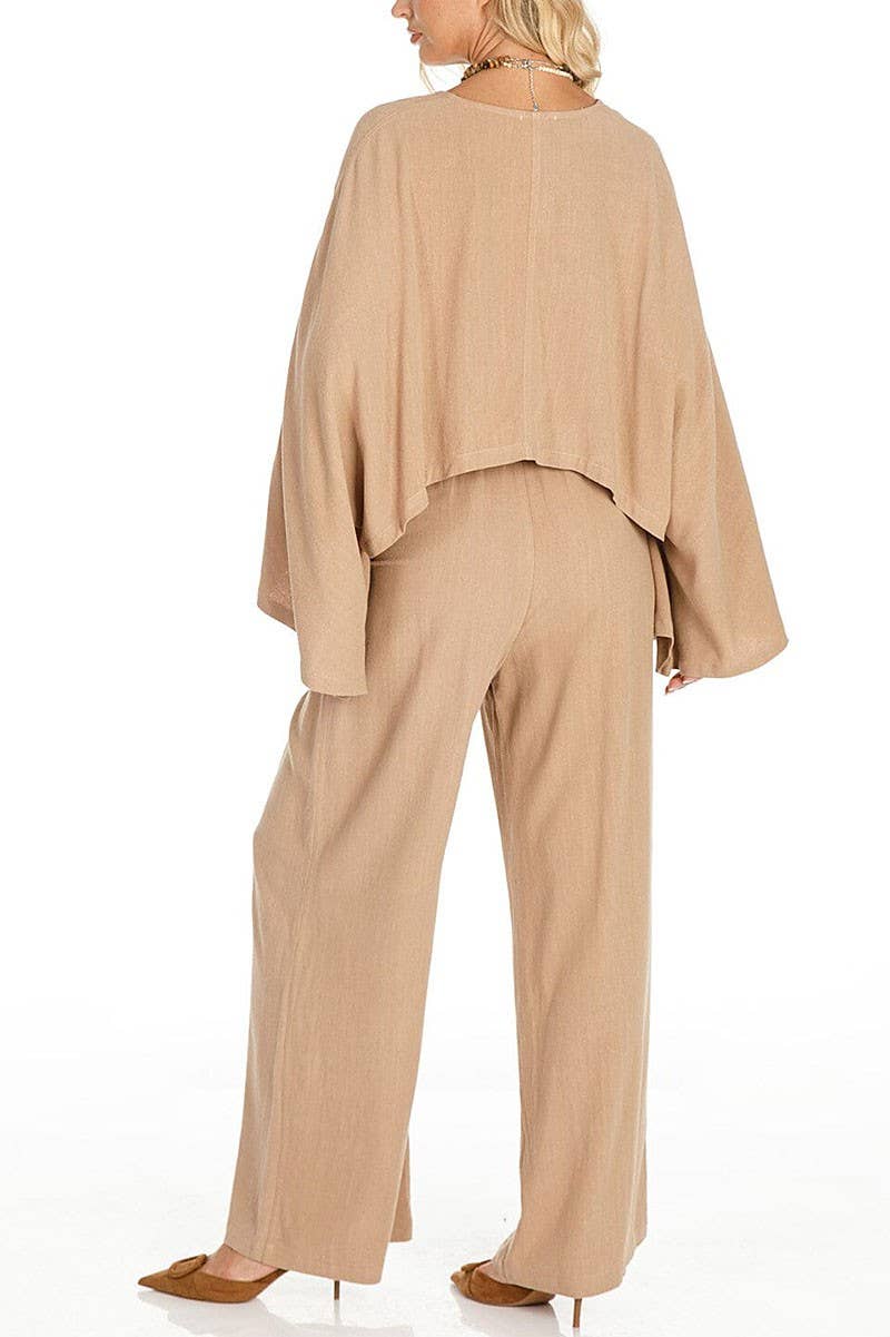 ROUSSEAU - Vente Ensemble haut et pantalon (PAS d'intérieur) - Femme - ENSEMBLE EN LIN AVEC HAUT COURT À MANCHES LONGUES ET PANTALON LARGE6