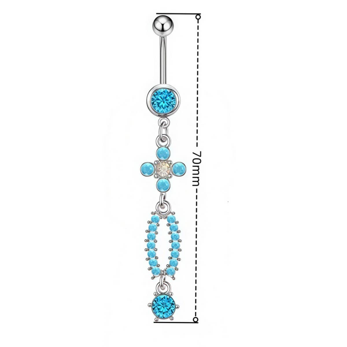 ACCITY - Wholesale Belly Ring - 5Pcs Blue Turquoise Belly Button Rings Set_CWMM94523