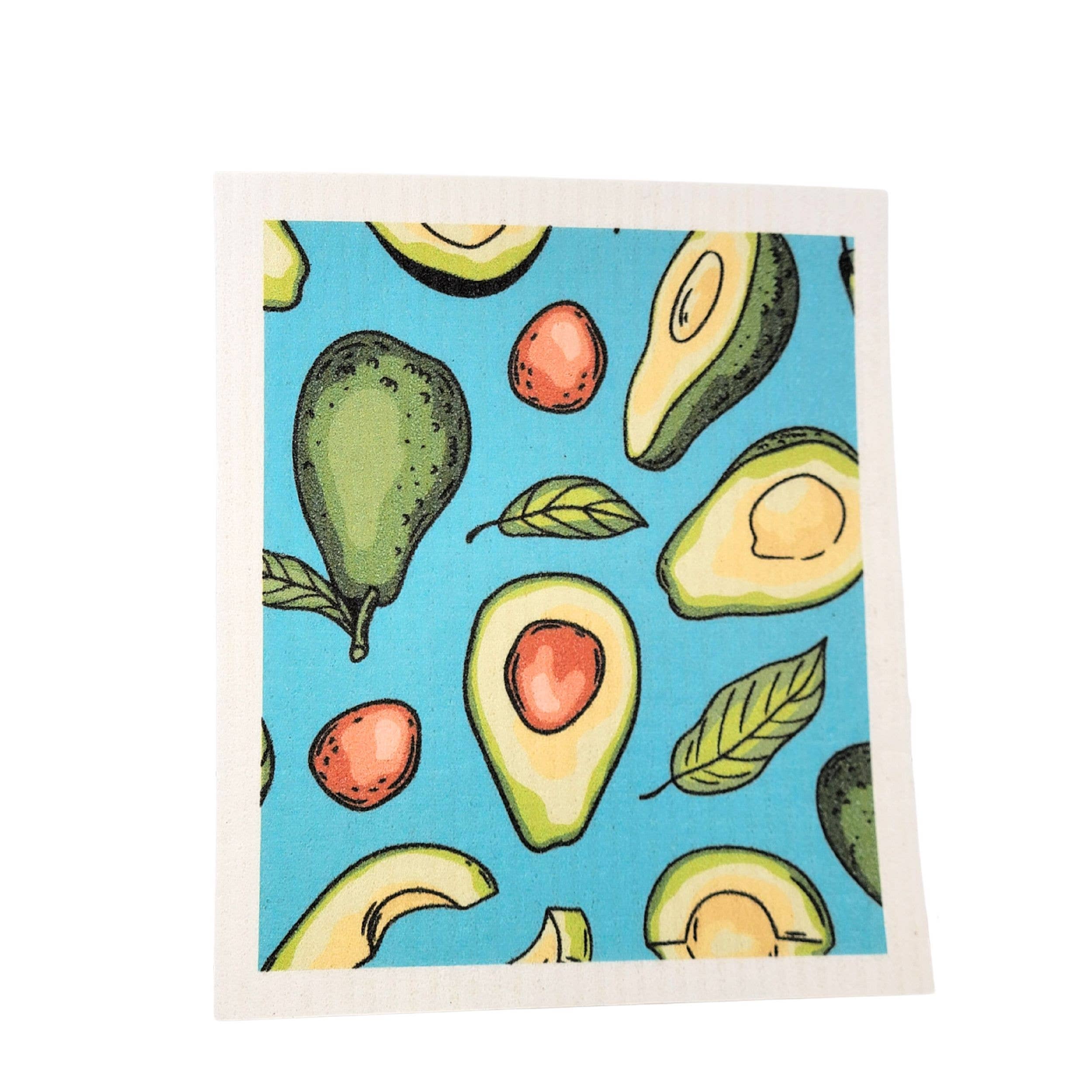 Driftless Studios - Wholesale Dishcloth - Patterned Teal Avocado Kitchen Swedish Dish Towels