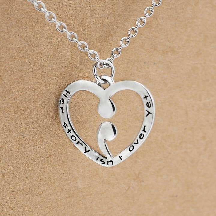 Quan Jewelry – Engroshandel Halskæde med vedhæng – Leim Fortsæt Semikolon Hjerte Halskæde, Mental Sundhedsbevidsthed1