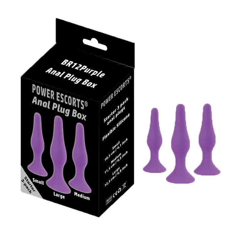 Kinky Pleasure - Vente Sex toys - Power Escorts - BR12 - Plug Anal en Silicone - Ensemble de 3 - Ventouse Puissante14