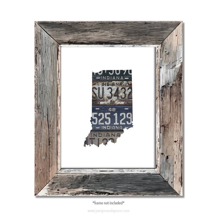 Impression de plaque d'immatriculation vintage de l'Indiana pour la maison pour la vente par Juniper & Spruce