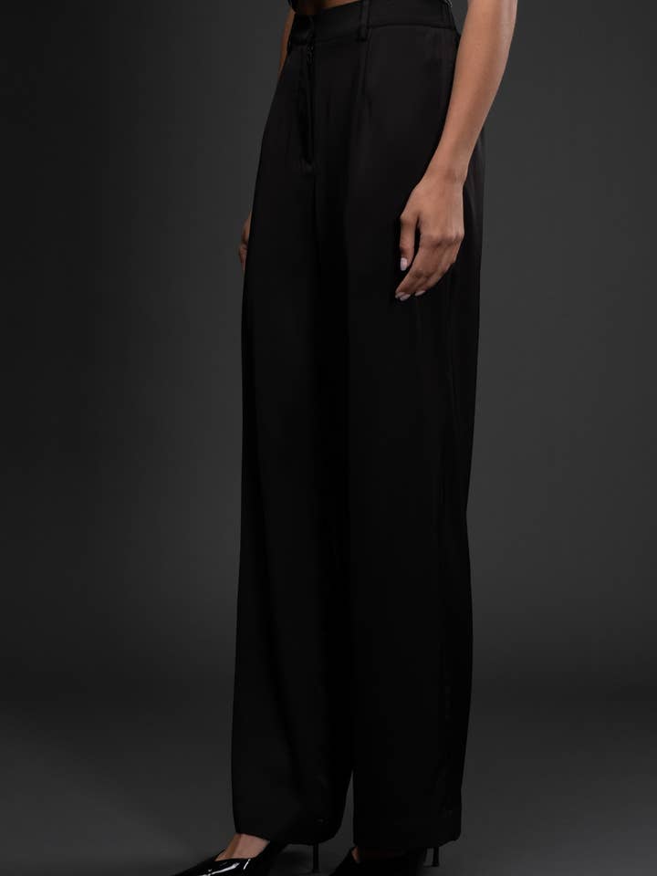 Blu Pepper - Wholesale Pants - Women's - HIGH WAIST SATIN WIDE LEG DRESS PANTS
