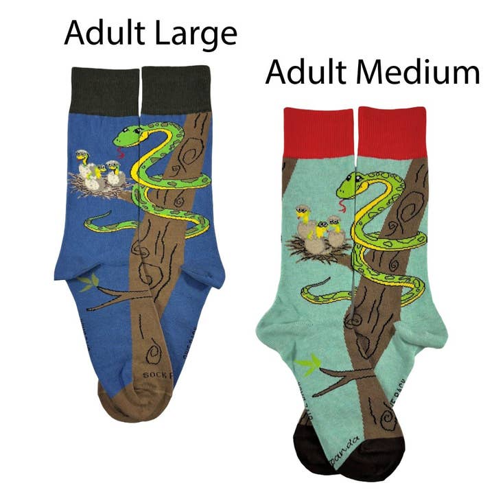 Chaussettes Serpent Arbre Heureux avec Bébés de Sock Panda pour la vente par Sock Panda