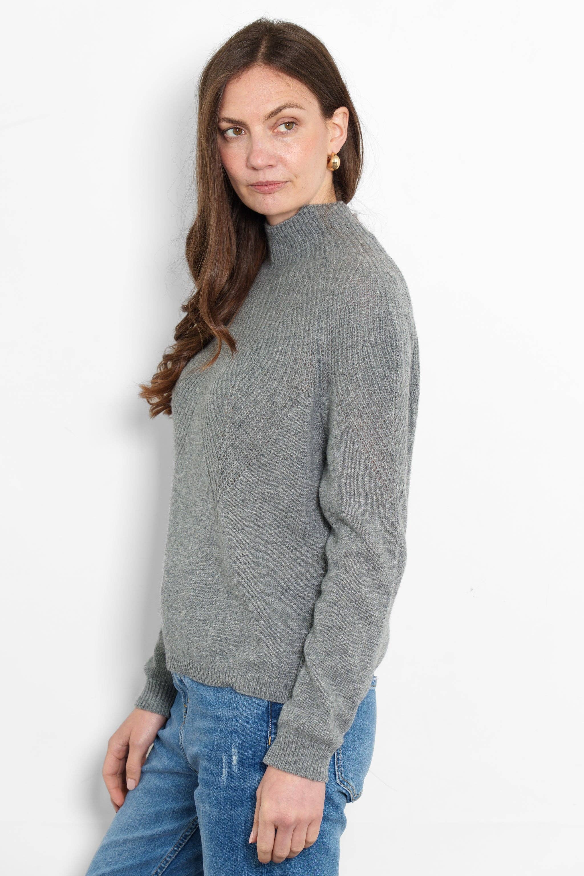Sarta - Wholesale Knitted jumper – Women′s - Mallory Cashmere Blend Jumper - Grey, Ribbed
