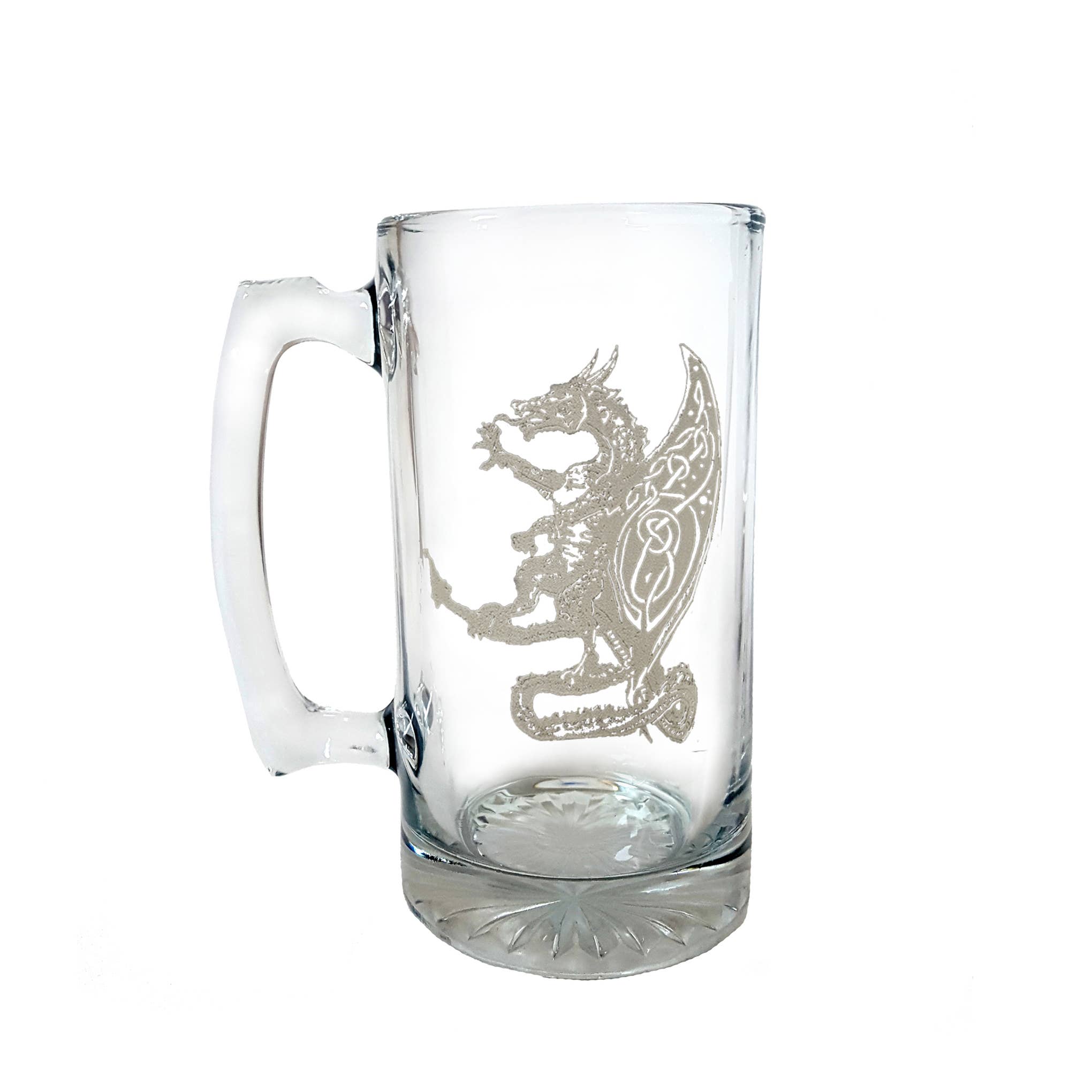 Lyoncraft - Wholesale Beer Glass/Mug - Celtic Dragon Engraved 26oz Beer Stein, Glass Beer Mug1