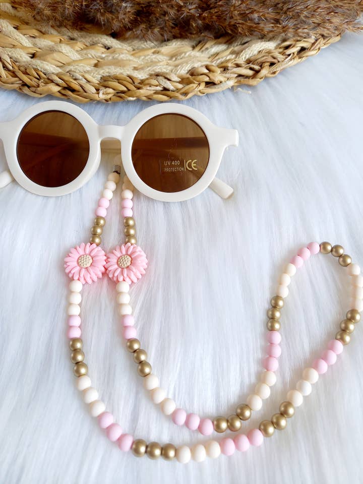 Zonnebrilkoord Madelief roze/goud for wholesale by Happy by Lies