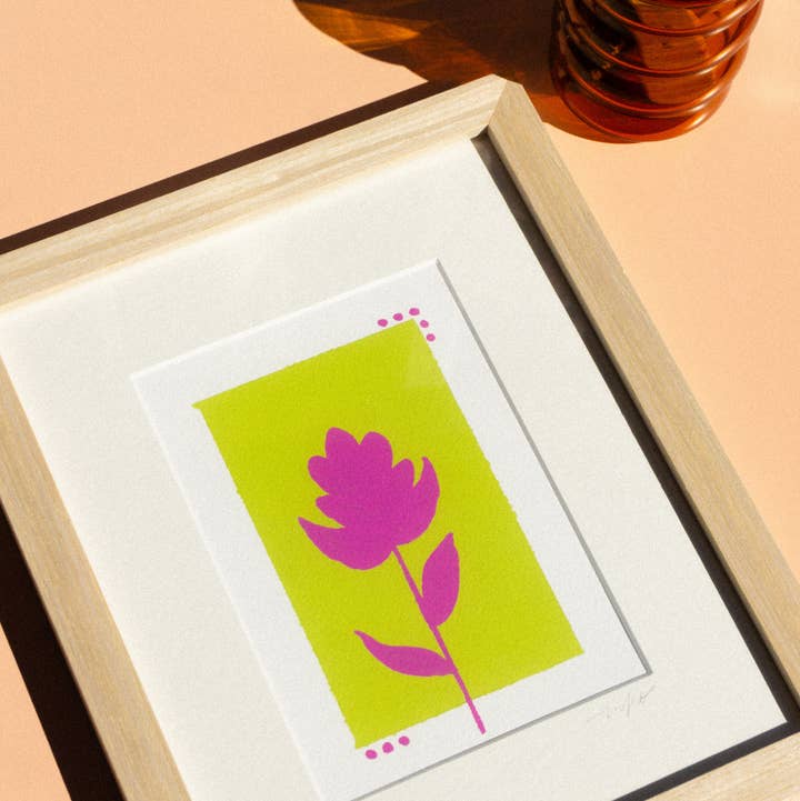 Mel K. Olrich Art - Wholesale Art Print - Colorblock Indian Paintbrush, pink & green, western wall art0