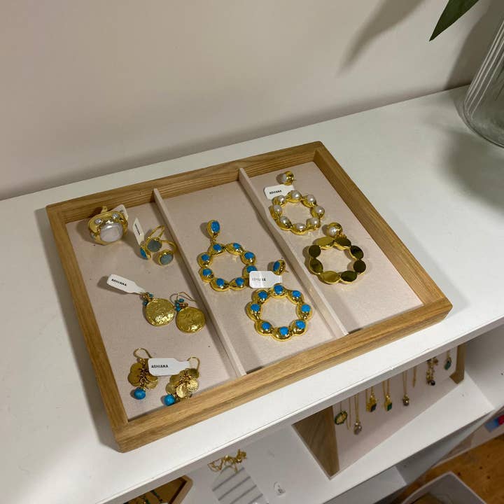 Ashiana London – wholesale Jewellery stand & display – Wooden Tray - 3 sections