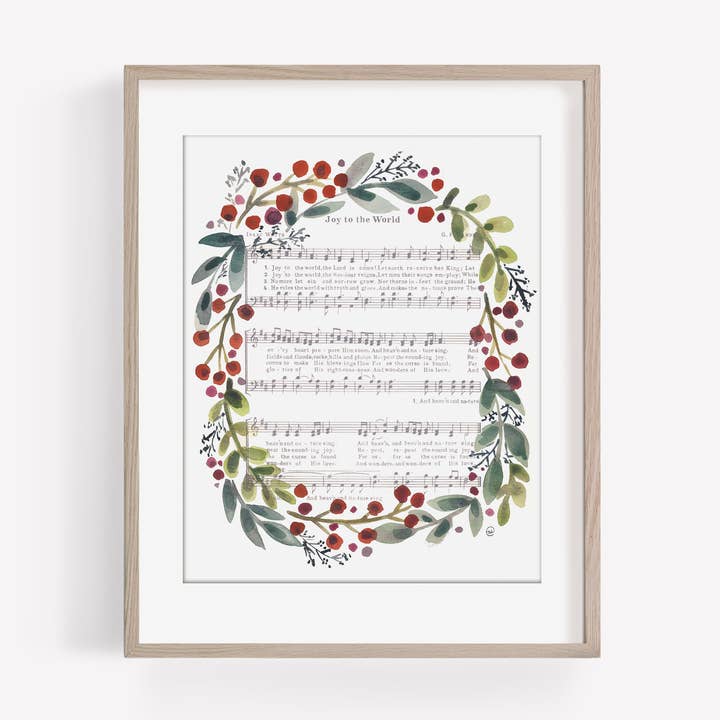 Lámina de cuento de Navidad en acuarela «Joy to the World», 8 x 10 pulgadas para venta al por mayor de Marydean Draws